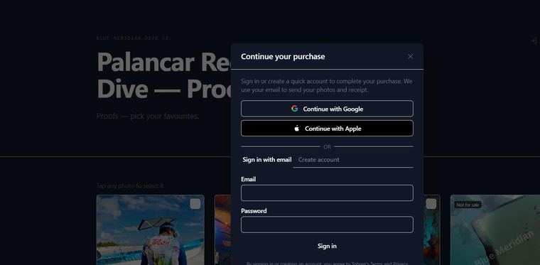 Browsing needs no account. Buying needs an email.
